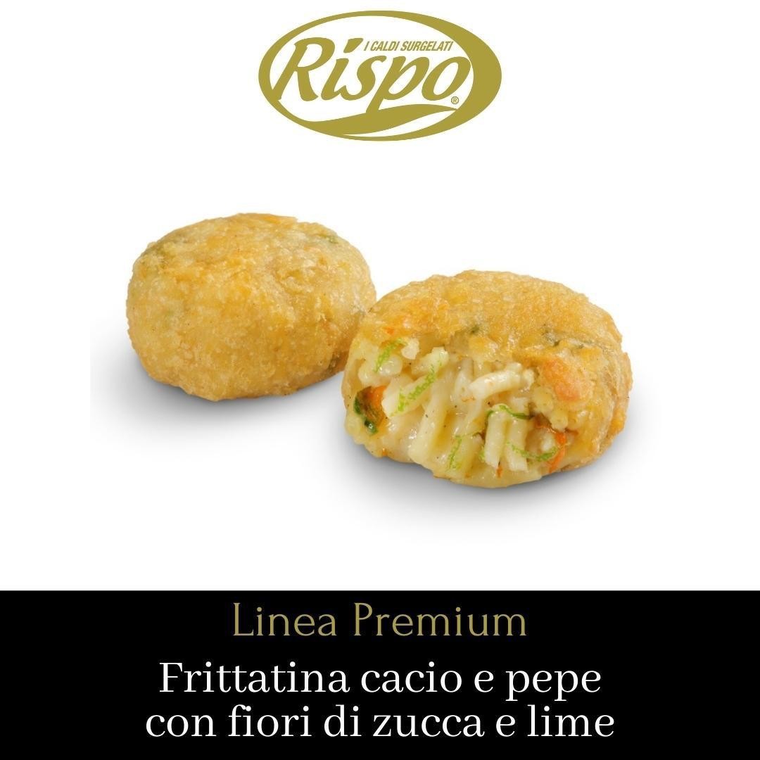 FRITTATINA CACIO E PEPE CON FIORI DI ZUCCA E LIME 