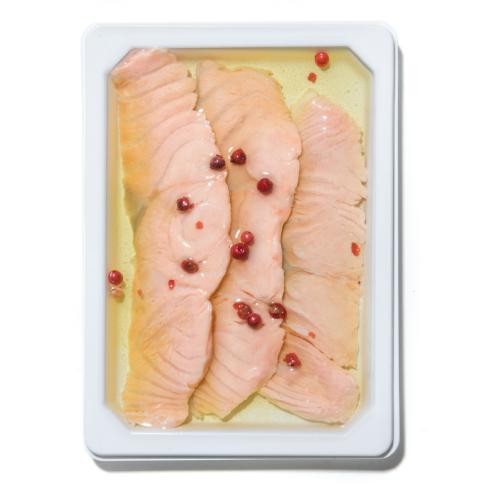 SALMONE MARINATO CON PEP E ROSA 130g